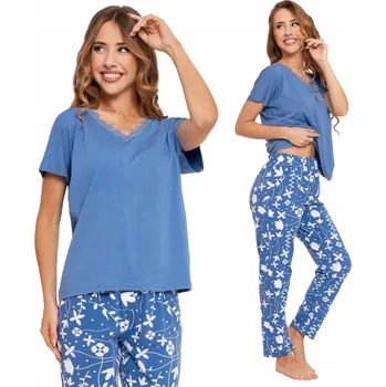 Dámské pyžamo Dámské pyžamo viskóza dlouhé kalhoty s květinovým vzorem pohodlné Moraj *S