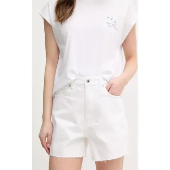 Dámské kraťasy Džínové šortky Pepe Jeans A-LINE SHORT UHW RACHEL dámské, bílá barva, hladké, high waist, PL801112TC0 00X, vel. 27