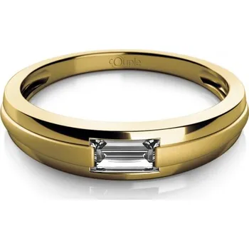 Prsten Couple, Decentní prsten Oliv, žluté zlato se zirkonem, vel. 55, prům. 17.5 mm, 585-68-1-0053.0Z00.0.55.001