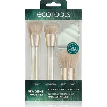 Kosmetický štětec EcoTools Sea Gems ET Cream Blush Brush štětec na tvářenku 1 ks + ET Soft Swirl Foundation Brush štětec na make-up 1 ks + ET SeaShell Sponge houbička na make-up 1 ks + ET Kabuki Brush kabuki štětec na pudr 1 ks