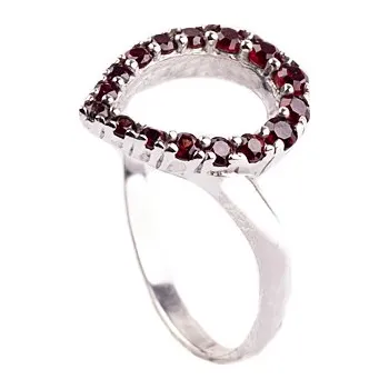 Prsten granát - stříbrný prsten - kapka (3568) Velikost: 60, povrchová úprava: zlacené