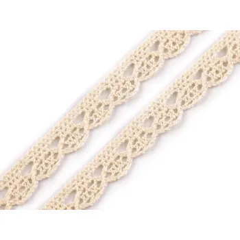 Krajka Bavlněná krajka paličkovaná šíře 10 mm návin 22 metrů - 3 (14 mm) režná