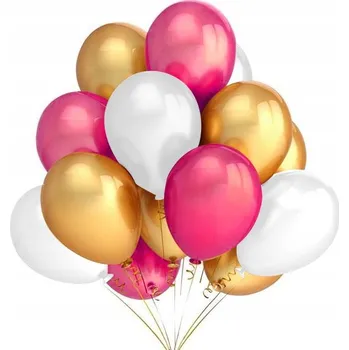 Balónek Balónky BÍLÉ ZLATÉ RŮŽOVÉ FUCHSIOVÉ 14ks ROČEK