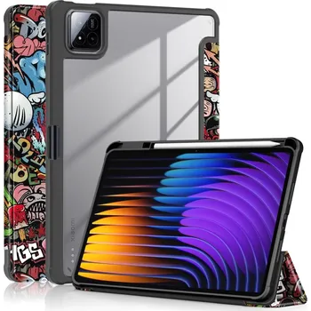Pouzdro na tablet Pattern chytré polohovací pouzdro s průhlednými zády na tablet Xiaomi Pad 7/7 Pro - graffiti