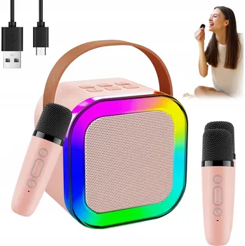 Karaoke set Drobiazgarnia přenosný reproduktor 2 mikrofony Bluetooth