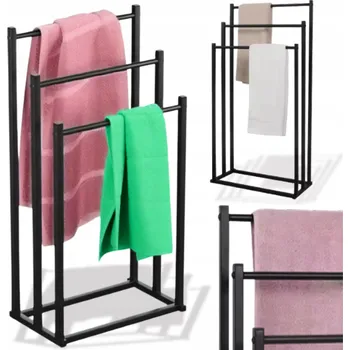 Věšák Stojan na ručníky MORE&DECO volně stojící kovový černý se 3 rameny