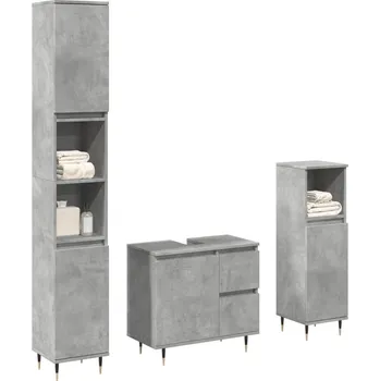 Koupelnový nábytek vidaXL 3dílný set koupelnového nábytku kompozitní dřevo [3307676] Barva: Betonová šedá