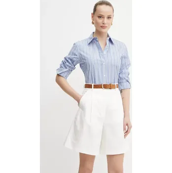 Pánská košile Bavlněná košile Weekend Max Mara modrá barva, regular, s klasickým límcem, 2515111081600 05X, vel. 40