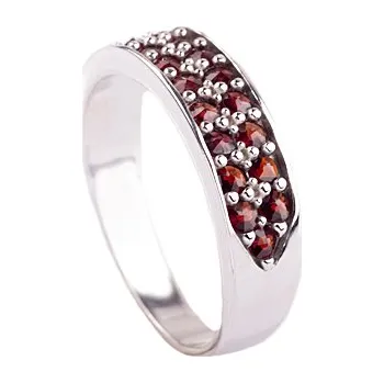 Prsten granát - stříbrný prsten - linka (3067) Velikost: 56, povrchová úprava: zlacené