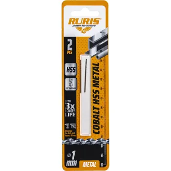 Vrták RURIS Vrták do kovu Kobalt HSS 1 mm, 2 ks