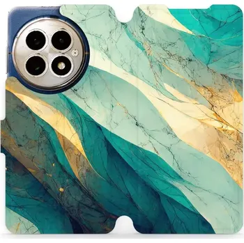 Pouzdro na mobilní telefon Flipové pouzdro Mobiwear - OnePlus 13 - VP37S Zlatavý a zelenkavý mramor (Knížkové flip pouzdro, obal, kryt na mobil OnePlus 13 - VP37S Zlatavý a zelenkavý mramor, materiál Umělá kůže + TPU - ochrana 360°, stojánek, silikonová vanička, magnetické zavírání