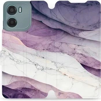 Pouzdro na mobilní telefon Flipové pouzdro Mobiwear - Motorola Moto G05 - VP31S Bílý a fialový mramor (Knížkové flip pouzdro, obal, kryt na mobil Motorola Moto G05 - VP31S Bílý a fialový mramor, materiál Umělá kůže + TPU - ochrana 360°, stojánek, silikonová vanička, magnetické)