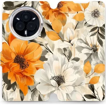 Pouzdro na mobilní telefon Flipové pouzdro Mobiwear - Realme 14 Pro 5G - VP75S Podzimní květy (Knížkové flip pouzdro, obal, kryt na mobil Realme 14 Pro 5G - VP75S Podzimní květy, materiál Umělá kůže + TPU - ochrana 360°, stojánek, silikonová vanička, magnetické zavírání)