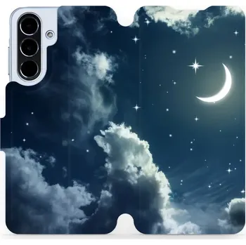 Pouzdro na mobilní telefon Flipové pouzdro Mobiwear - Samsung Galaxy A56 5G - V145P Noční obloha s měsícem (Knížkové flip pouzdro, obal, kryt na mobil Samsung Galaxy A56 5G - V145P Noční obloha s měsícem, materiál Umělá kůže + TPU - ochrana 360°, stojánek, silikonová vanička,)