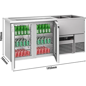 Vinotéka G.Gastro Výčepní pult 1,95 x 0,7 m - se 2 skleněnými šuplíky