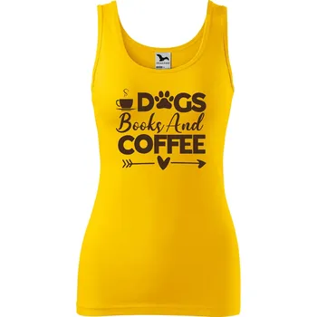 Dámské tílko s potiskem Psi knihy a káva Velikost: S, Barva: Žlutá