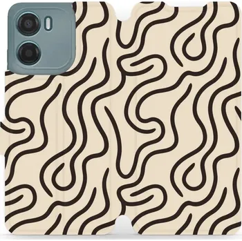 Pouzdro na mobilní telefon Flipové pouzdro Mobiwear - Motorola Moto E15 - VA60S Linky (Knížkové flip pouzdro, obal, kryt na mobil Motorola Moto E15 - VA60S Linky, materiál Umělá kůže + TPU - ochrana 360°, stojánek, silikonová vanička, magnetické zavírání)