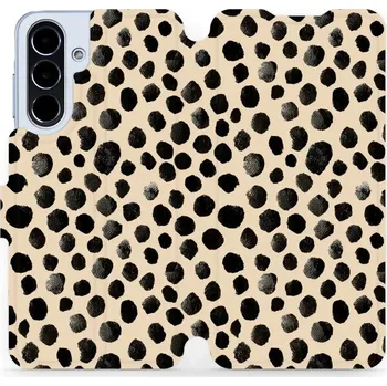 Pouzdro na mobilní telefon Flipové pouzdro Mobiwear - Samsung Galaxy A56 5G - VA50S Černé puntíky (Knížkové flip pouzdro, obal, kryt na mobil Samsung Galaxy A56 5G - VA50S Černé puntíky, materiál Umělá kůže + TPU - ochrana 360°, stojánek, silikonová vanička, magnetické zavírání)