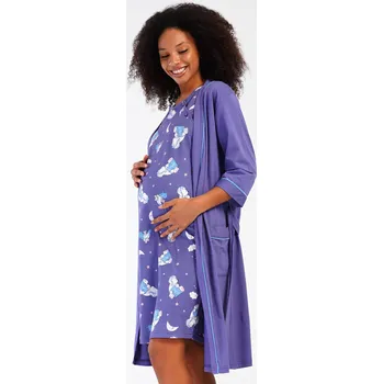 Dámská noční košile Vienetta Dámský župan s mateřskou košilí Méďa Barva: Modrá, Velikost: S