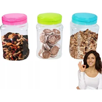 Dóza na potraviny 3 x NÁDOBA ZAVAŘOVACÍ SKLENICE NA POTRAVINY TĚSTOVINY 2,3L KOŘENÍ VLOČKY RÝŽE