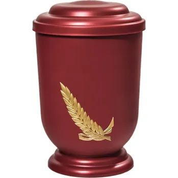 Smuteční dekorace Zbořil urny X6456/2 Pohřební Plastová urna na popel, oválné oblé víčko, červená, bez štítku, zlatá snítka