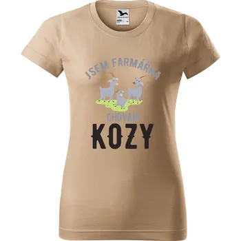 Dámské tričko s potiskem Chovám kozy Barva trička: Písková - 08, Velikost: S