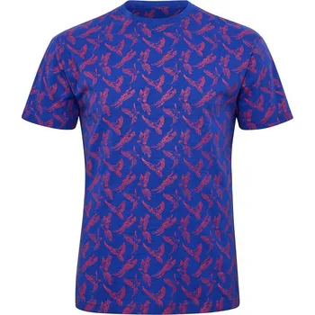 Pánské tričko Pánské tričko 51131 NORTH 56°4 modré potisk červení ptáci krátký rukáv 4XL - 10XL NORTH 56°4 - 5XL