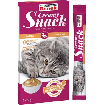 Pamlsek pro kočku Super Benek Creamy Snack 60g (4x15g) Tekutá Svačinka pro kočky s kachnou