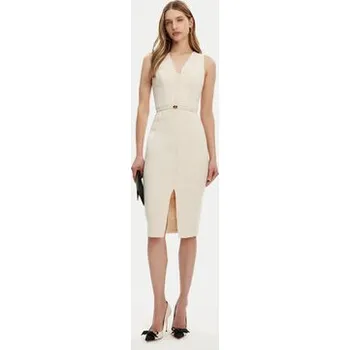 Dámské šaty Elisabetta Franchi Koktejlové šaty AB-706-51E2-193 Écru Slim Fit 44