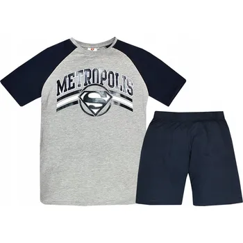 Dámské noční prádlo PÁNSKÉ BAVLNĚNÉ PYŽAMO SUPERMAN S KRÁTKÝM RUKÁVEM M