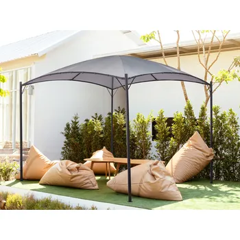 Pergola Pergola šedá polyester ocel 305 x 305 cm látkové stínidlo kovová konstrukce zahradní altán Beliani
