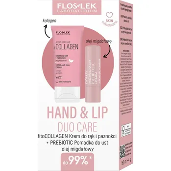 Péče o rty FlosLek Laboratorium Set fitoCOLLAGEN hand and nail cream 50 ml + Prebiotic lip balm almond oil 4 g