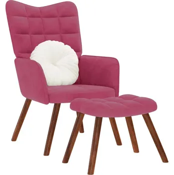 Křeslo Relaxační křeslo se stoličkou vínové samet Červená4016826