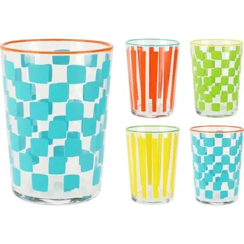 Sklenice Sklen. 510ml, 1ks, kostky-pruhy, sklo