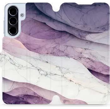 Pouzdro na mobilní telefon Flipové pouzdro Mobiwear - Samsung Galaxy A56 5G - VP31S Bílý a fialový mramor (Knížkové flip pouzdro, obal, kryt na mobil Samsung Galaxy A56 5G - VP31S Bílý a fialový mramor, materiál Umělá kůže + TPU - ochrana 360°, stojánek, silikonová vanička,)