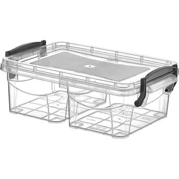 Úložný box Box 1,16l, dělený 2x0,58l, drž.uzavěr, transp.plast
