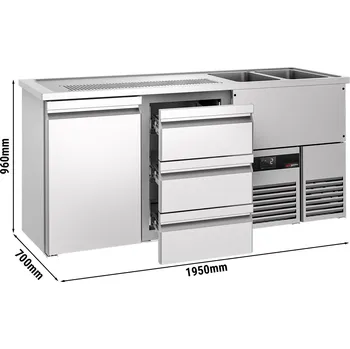 Vinotéka G.Gastro Výčepní pult 1,95 x 0,7 m - 1 dveře se 3 šuplíky 1/3