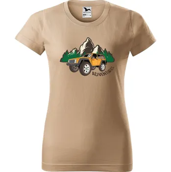 Dámské tričko s potiskem Adventures Barva trička: Písková - 08, Velikost: S
