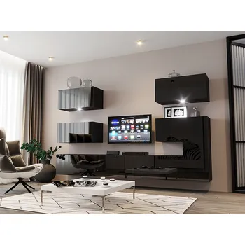 Obývací stěna MOB Berny 60 (černá + černý lesk)