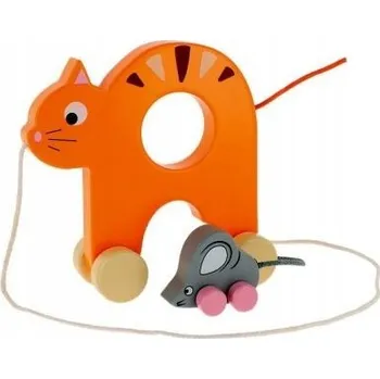 Dřevěná hračka DŘEVĚNÁ Hračka pro Děti Vzdělávací Kočka s Myškou TREFL BEZPEČNÁ