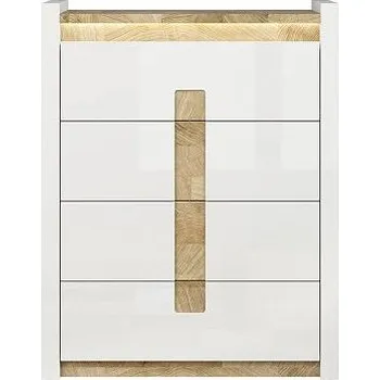 Pohovka Black Red White Komoda ALAMEDA KOM4S bílý lesk/dub westminster