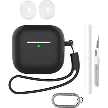 Příslušenství pro sluchátka Set silikonový obal na Apple AirPods 4 s čistící sadou - černý