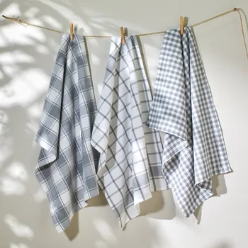 Utěrka Blancheporte Sada 3 kuchyňských utěrek s potiskem kostky, barvená vlákna, šedé šedá