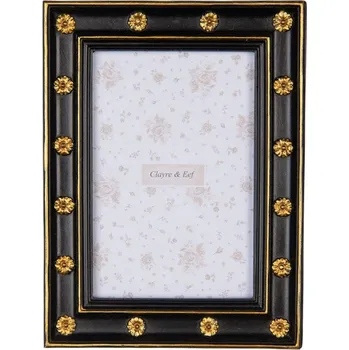 Rám na obraz Černý fotorámeček se zlatou linkou a květy Braakst – na fotografii o rozměru 10x15 cm