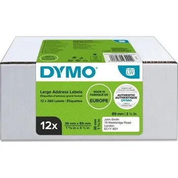 Tiskárna štítků Papírové štítky Dymo LW, 89x36 mm, bílé, 12 rolí