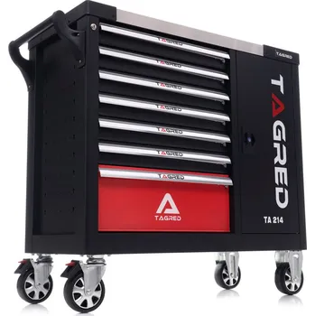 Sada nářadí TAGRED TA214 Dílenský vozík vybavený, 298 ks nářadí, 7 zásuvek a XXL velká skříňka