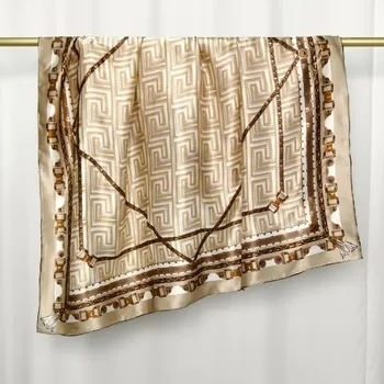 Šátek Hedvábný šátek Zlato-hnědý 110x110 cm v dárkovém balení, HEDVÁBNÝ SVĚT