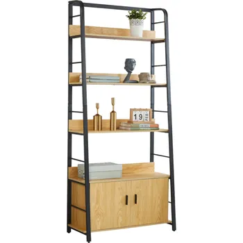 Knihovna Regál, dub tmavý/černá, CHARITON