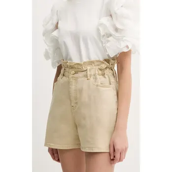 Dámské kraťasy Džínové šortky Twinset dámské, béžová barva, hladké, high waist, 251LB2LBB 12X, vel. M