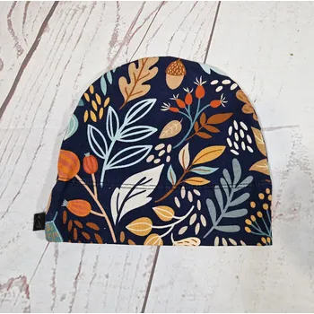 Kojenecká čepice Yháček Rostoucí čepička Yháček, Barvy podzimu na navy Velikost:: S